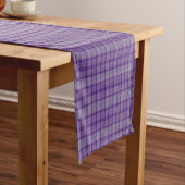 Purple Gray Plaid Tartan Table Runner Korte Tafelloper (Voorbeeld)