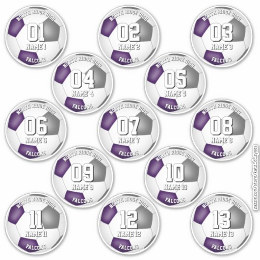 purple gray soccer team colors 13 athletes sticker (Voorkant)