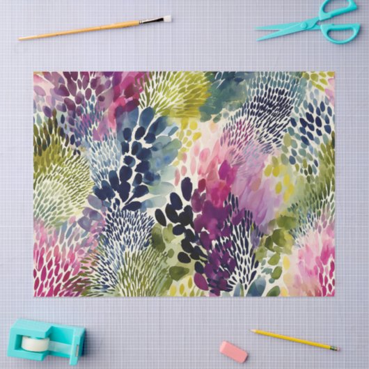 Purple, green abstract watercolor tissuepapier (Craft)