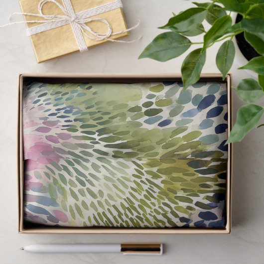 Purple, green abstract watercolor tissuepapier (Geschenk)