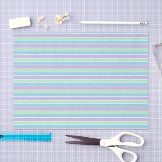 Purple, Green and Blue Pastel Stripes Tissuepapier (Craft)