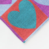 Purple Green and Red Checked Heart Pattern Fleece Deken (Hoek)