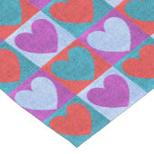 Purple Green and Red Checked Heart Pattern Korte Tafelloper (Hoek)