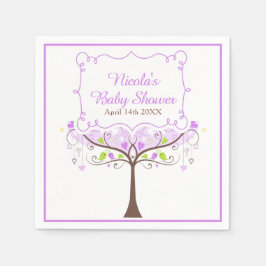 Purple & Green Floral Bird Baby Shower  Servet