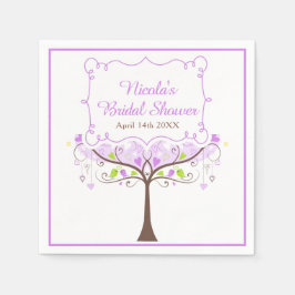 Purple & Green Floral Bird Bridal Shower Servet