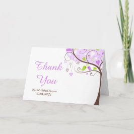 Purple & Green Floral Bird Bridal Shower Thank You Bedankkaart