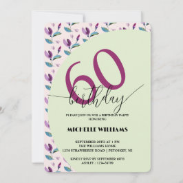 Purple Green Floral Watercolor Birthday Kaart