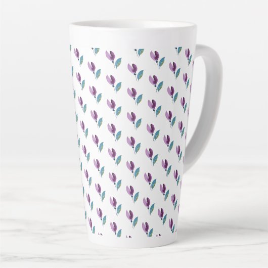 Purple Green Floral Watercolor Hand-painted Latte Mok (Rechterhoek)