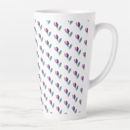 Purple Green Floral Watercolor Hand-painted Latte Mok