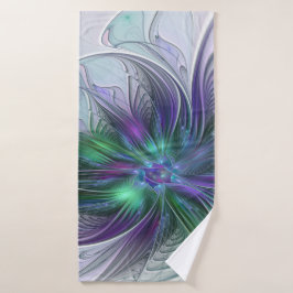 Purple Green Flower Modern Abstract Art Fractal Badhanddoek