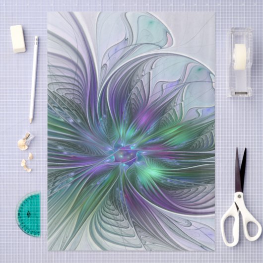 Purple Green Flower Modern Abstract Art Fractal Tissuepapier (Craft)