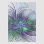Purple Green Flower Modern Abstract Art Fractal Tissuepapier (Voorkant)