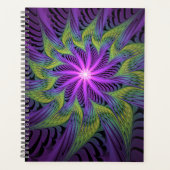 Purple Green Flower Modern Abstract Fractal Art Planner (Voorkant)