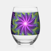 Purple Green Flower Modern Abstract Fractal Art Wijnglas Zonder Voet (Voorkant)