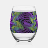 Purple Green Flower Modern Abstract Fractal Art Wijnglas Zonder Voet (Links)