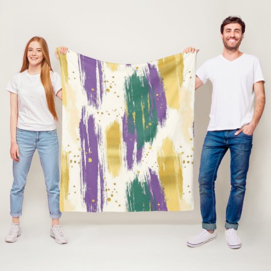 Purple Green Gold Carnival Mardi Gras Fleece Deken (In situ)