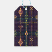 PURPLE GREEN GOLD CHRISTMAS PLAID PATTERN CADEAULABEL (Voorkant)