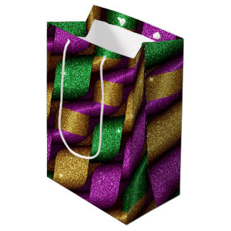PURPLE GREEN GOLD GLITTER LOOK MARDI GRAS MEDIUM CADEAUZAKJE