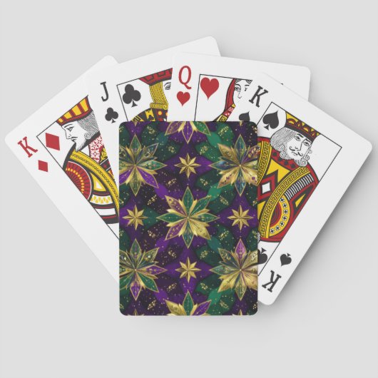 PURPLE GREEN GOLD MARDI GRAS PATTERNS POKERKAARTEN (Achterkant)