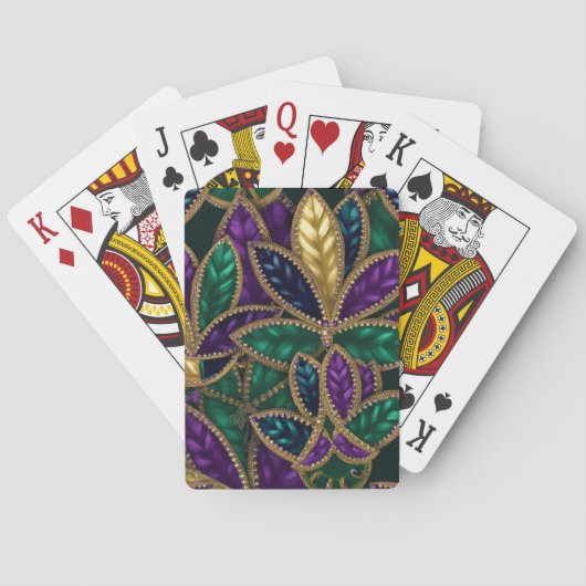 PURPLE GREEN GOLD MARDI GRAS PATTERNS POKERKAARTEN (Achterkant)