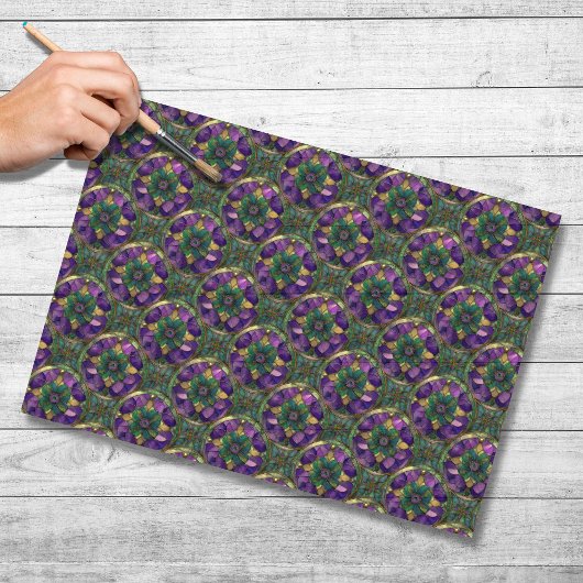 Purple, Green, Gold Stained Glass Tissue Paper Tissuepapier
