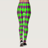 Purple Green Harlequin Checkered Design Leggings (Achterkant)