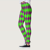 Purple Green Harlequin Checkered Design Leggings (Links)