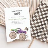 Purple & Green Monster Truck Birthday Any Age Kaart