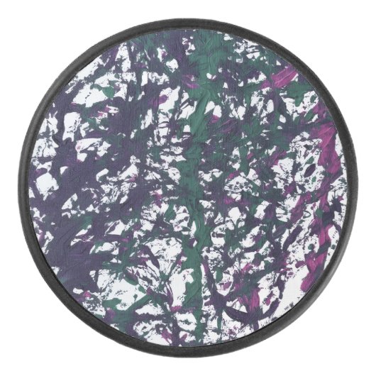 Purple, Green, Pink, Marble Artwork Hockey Puck (Voorkant)