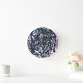 Purple, Green, Pink, Marble artwork Ronde Klok (Huis)