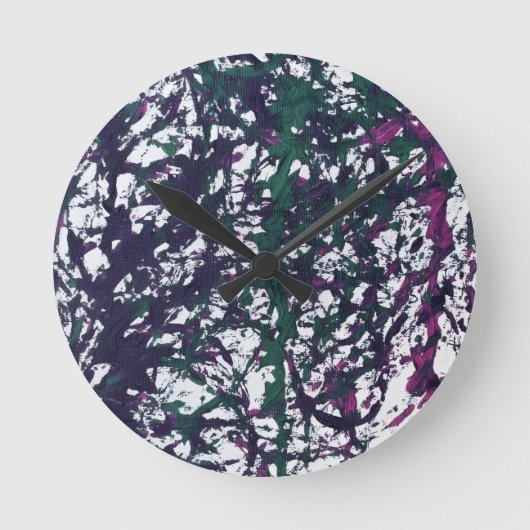 Purple, Green, Pink, Marble artwork Ronde Klok (Voorkant)