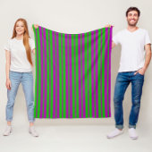 Purple Green Stylish Stripes Pattern Design  Fleece Deken