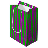 Purple Green Stylish Stripes Pattern Design  Medium Cadeauzakje (Voorkant Gekanteld)