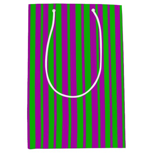 Purple Green Stylish Stripes Pattern Design  Medium Cadeauzakje (Voorkant)
