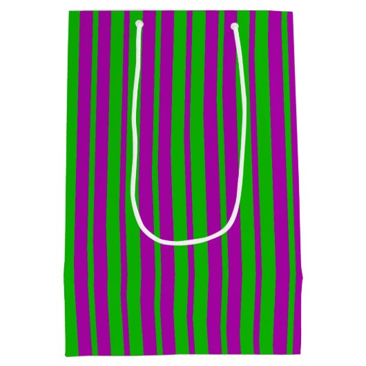 Purple Green Stylish Stripes Pattern Design  Medium Cadeauzakje (Achterkant)