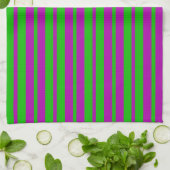 Purple Green Stylish Stripes Pattern Design Theedoek (Gevouwen)