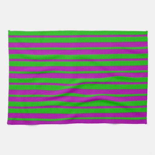 Purple Green Stylish Stripes Pattern Design Theedoek (Horizontaal)