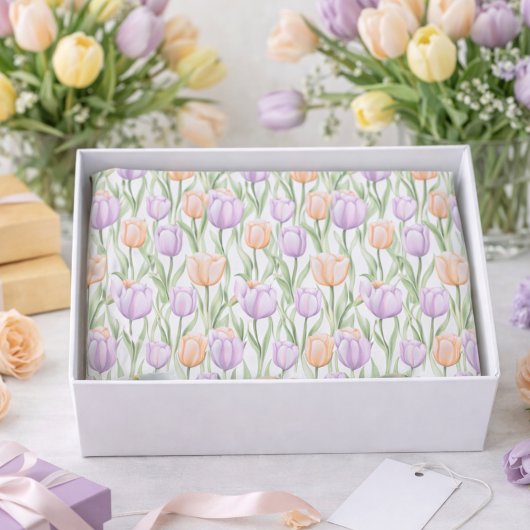 Purple Green Watercolor Floral Tulip Pattern  Tissuepapier