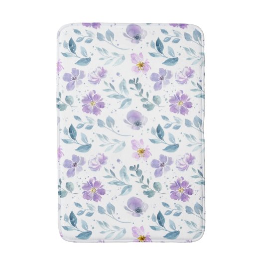 Purple Green Watercolor Wildflower Badmat (Voorkant Verticaal)