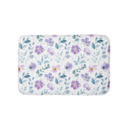 Purple Green Watercolor Wildflower Badmat