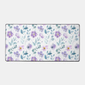 Purple Green Watercolor Wildflower Bureaumat (Voorkant)