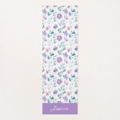Purple Green Watercolor Wildflower Custom Name Yogamat (Voorkant)