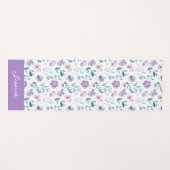 Purple Green Watercolor Wildflower Custom Name Yogamat (Voorkant (horizontaal))