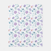 Purple Green Watercolor Wildflower Fleece Deken (Voorkant)
