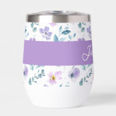 Purple Green Watercolor Wildflower Monogram Name (Voorkant)