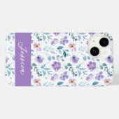 Purple Green Watercolor Wildflower Name Case-Mate iPhone Case (Achterkant (horizontaal))