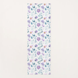 Purple Green Watercolor Wildflower Yogamat
