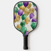 PURPLE GREEN YELLOW MARDI GRAS BALLOONS PICKLEBALL PADDLE (Voorkant)