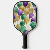 PURPLE GREEN YELLOW MARDI GRAS BALLOONS PICKLEBALL PADDLE (Achterkant)