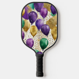 PURPLE GREEN YELLOW MARDI GRAS BALLOONS PICKLEBALL PADDLE